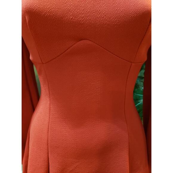 Boohoo Skater Dress Women's 4 Red Bust Detail Blouson Sleeve Crew Neck Pullover - Picture 11 of 13